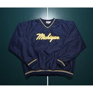 Vintage 90s University of Michigan Wolverines Pullover Windbreaker Jacket Men XL